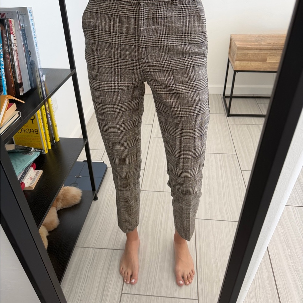 Tailored Plaid womens Dress Pants - Brown Glen Check